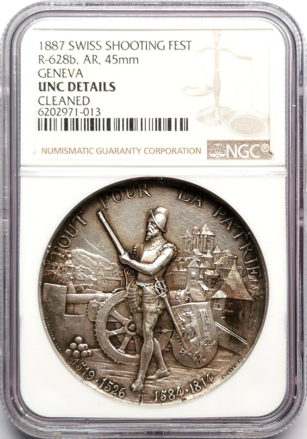 凡希社世界钱币微拍第二百三十三期 1887瑞士日内瓦射击节纪念银章NGC-UNCD