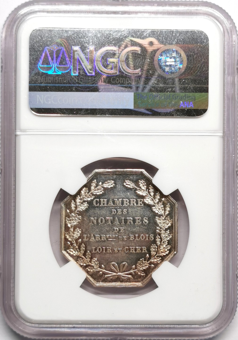 凡希社世界钱币微拍第二百三十三期 十九世纪法国布卢瓦公证处八角银章NGC-MS63