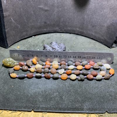 精美罕见天然阿拉善毛线团筋脉玛瑙项链一条， 精美罕见天然阿拉善毛线团筋脉玛瑙项链一条，