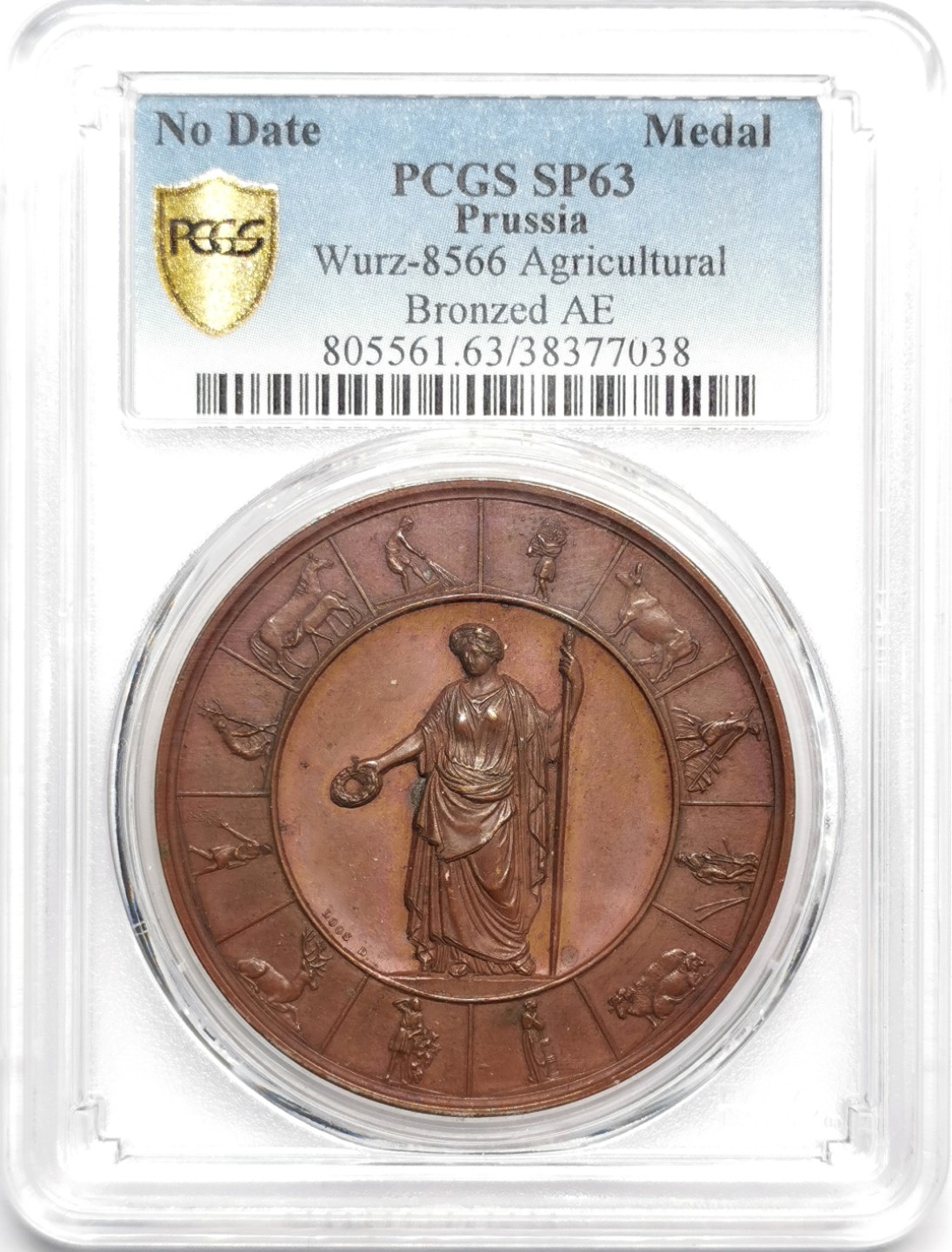 凡希社世界钱币微拍第二百三十三期 十九世纪普鲁士农业女神铜章PCGS-SP63精美！