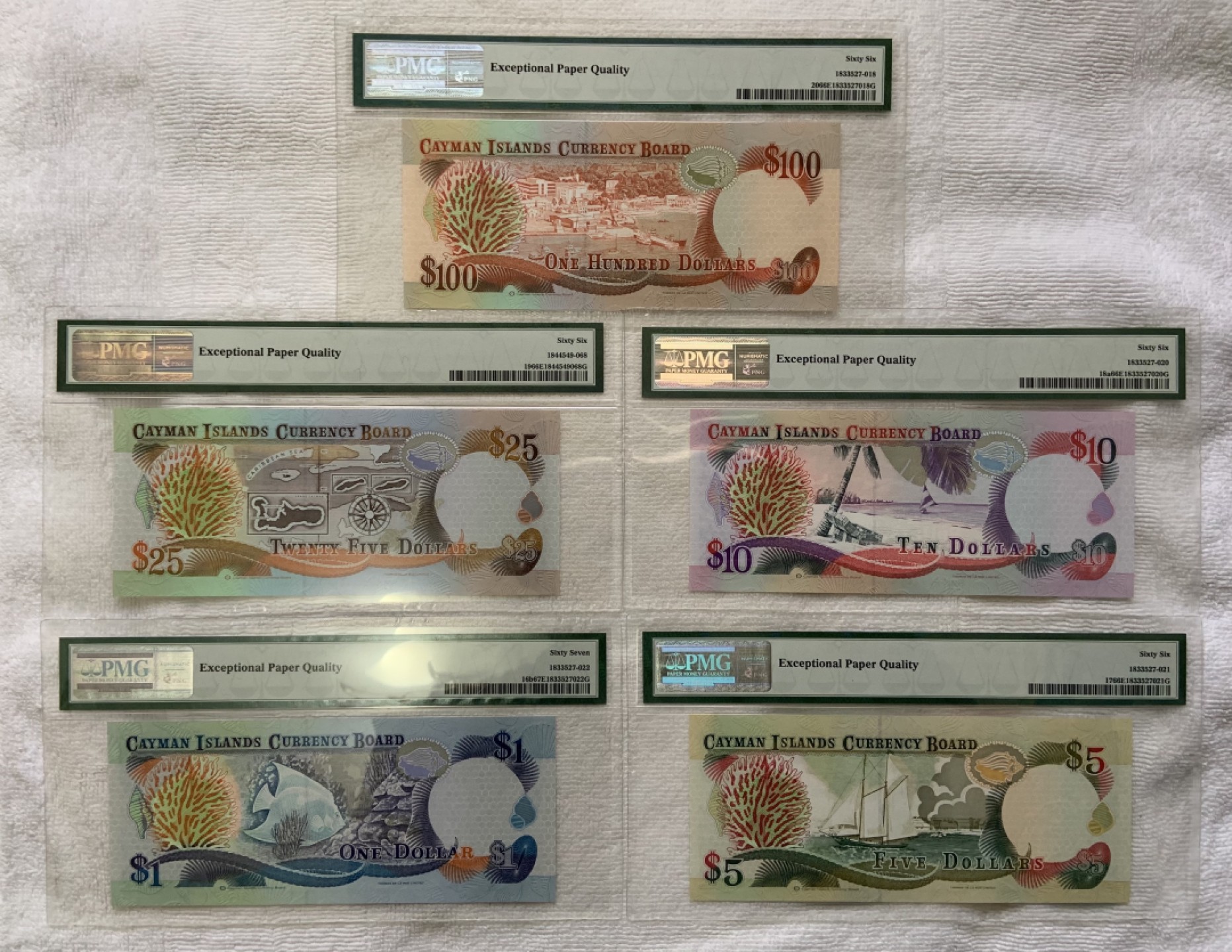 收藏联盟Quantum Auction 第243期拍卖 已更新 开曼群岛1996年1-100尾4同 PMG66-67 该版没有50面值