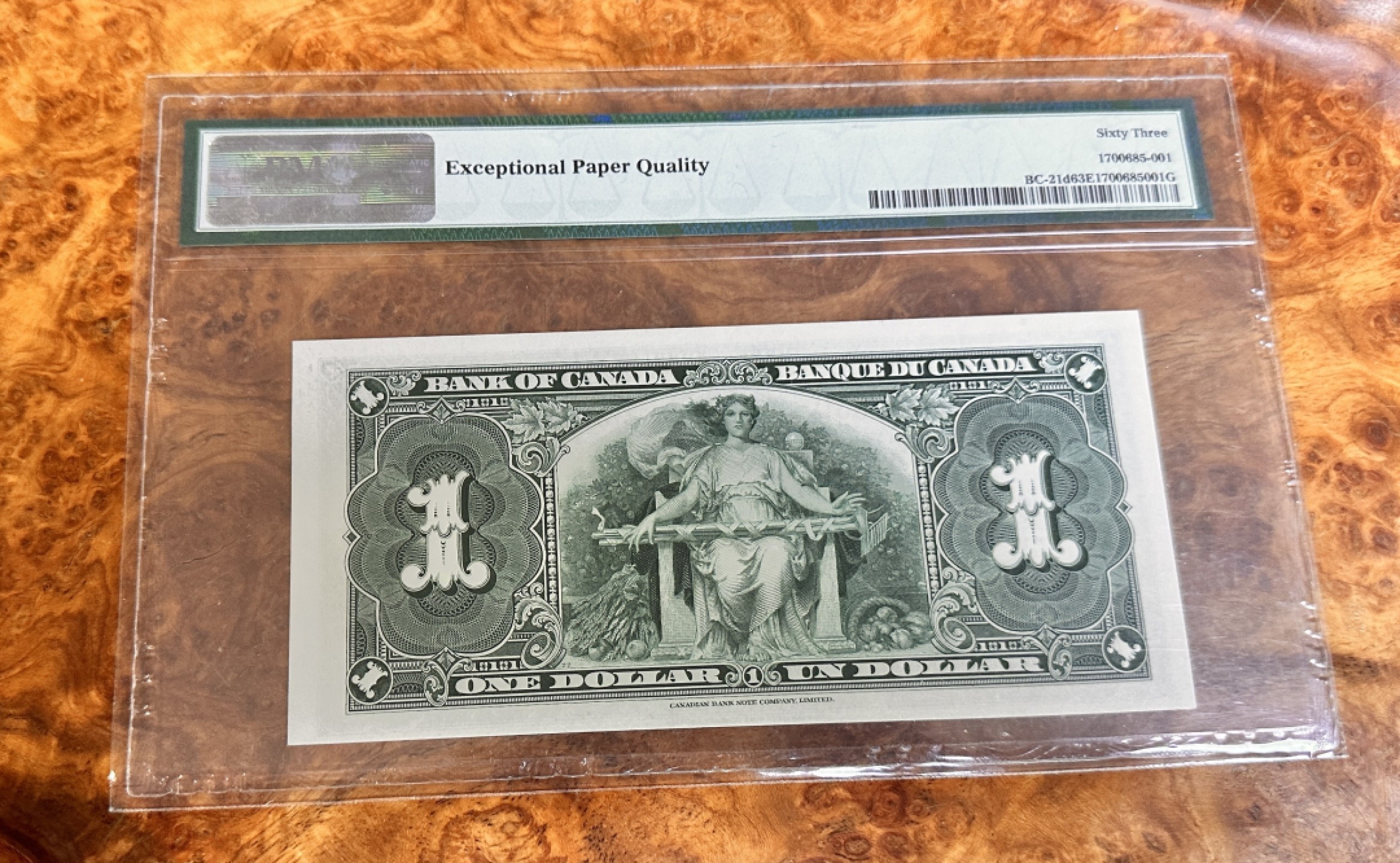 Chase Auction 第20期 - - 外钞、民国钞和人民币混合场！ 1937年加拿大1元，PMG63e，乔治六世！无4乱蛇号！
