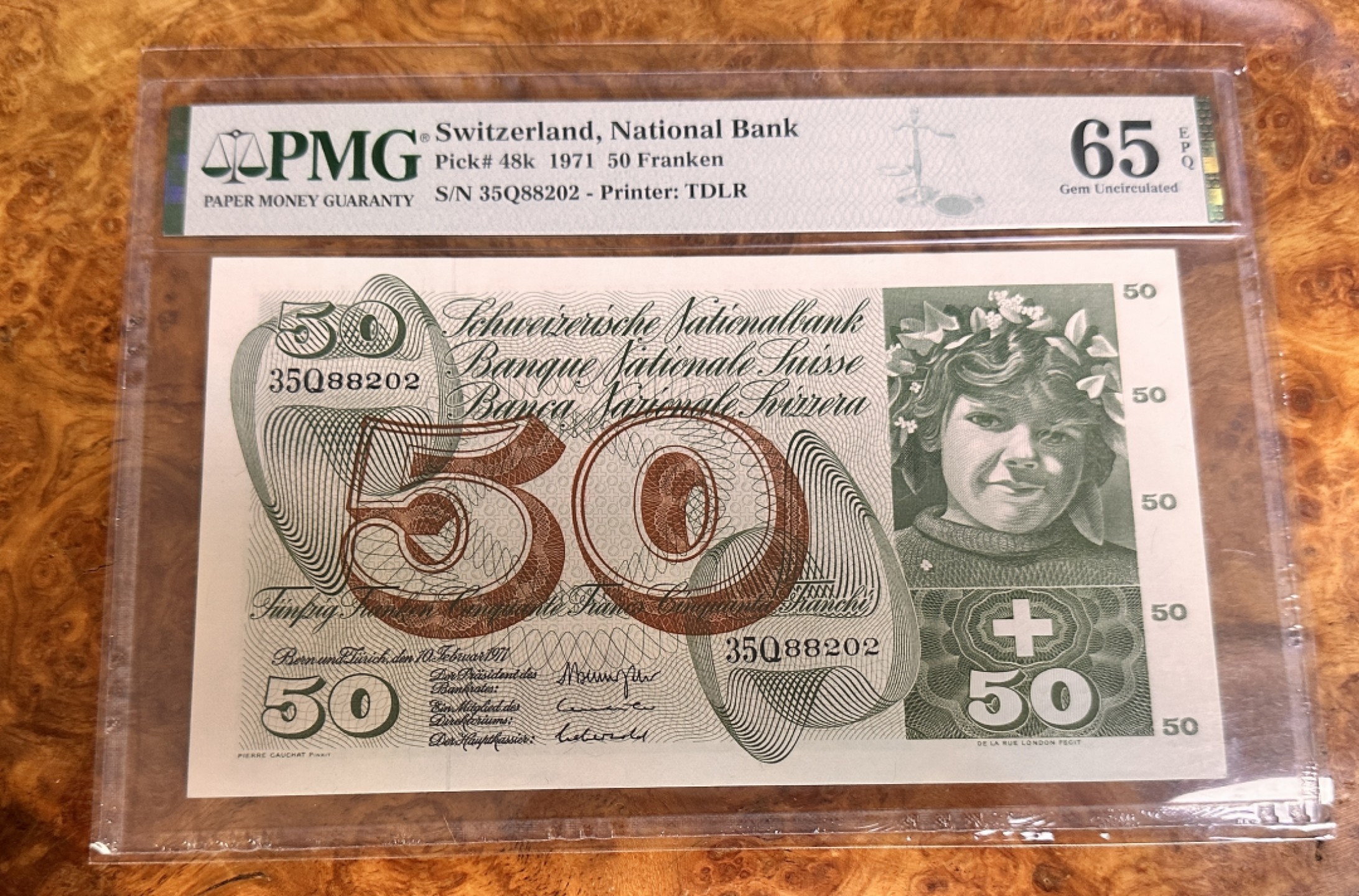 Chase Auction 第20期 - - 外钞、民国钞和人民币混合场！ 1971年瑞士50法郎，PMG65，苹果园！