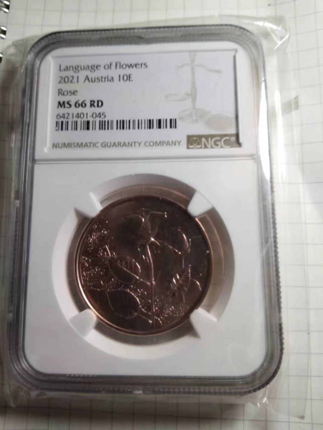 Chase Auction 第20期 - - 外钞、民国钞和人民币混合场！ 2021年奥地利10e，MS66 RD！花语系列！