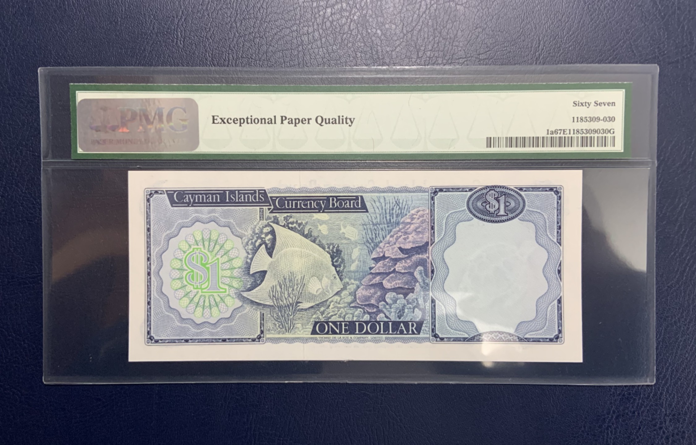 收藏联盟Quantum Auction 第243期拍卖 已更新 开曼群岛1971年1元 PMG67 开曼岛首张纸币 编号1a 不是后期1974年的5a