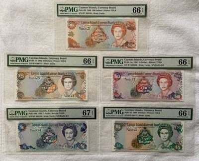 收藏联盟Quantum Auction 第243期拍卖 已更新 - 开曼群岛1996年1-100尾4同 PMG66-67 该版没有50面值