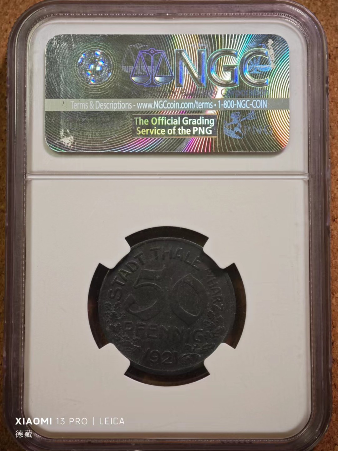 【德藏】百年德紧专场拍卖3 1921年德国德紧哈茨塔勒50芬尼野人锌币 NGC MS62