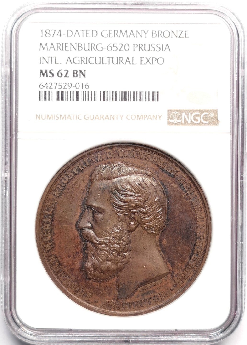 凡希社世界钱币微拍第二百三十三期 1874德国不来梅国际农业博览会纪念铜章NGC-MS62