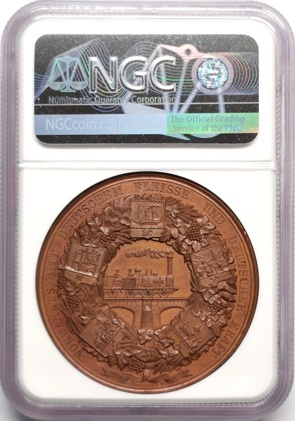 凡希社世界钱币微拍第二百三十三期 1844德国商业产品博览会纪念铜章NGC-MS64色泽一流！