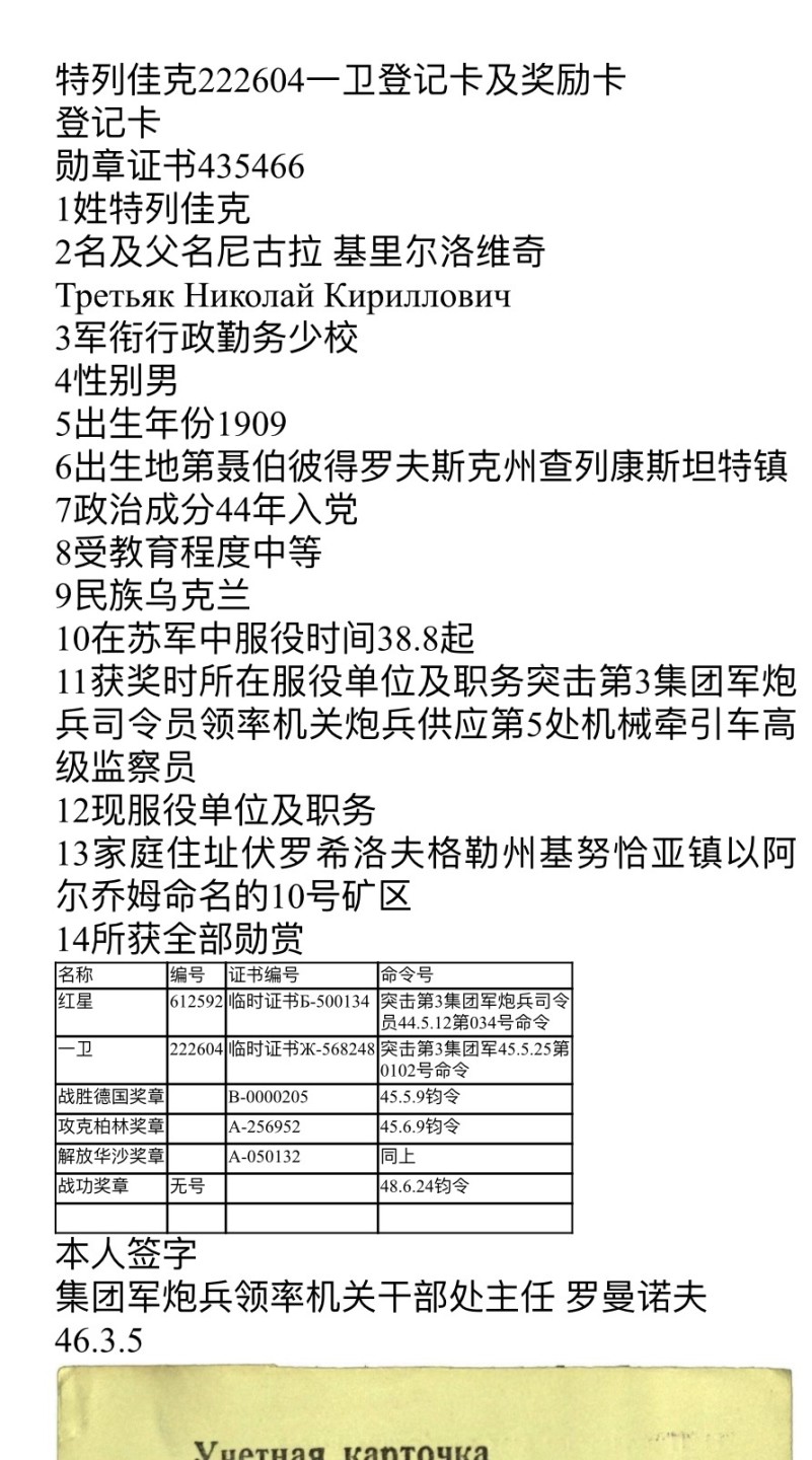 大猫徽章拍卖第219期 苏联43 一卫 档案齐全