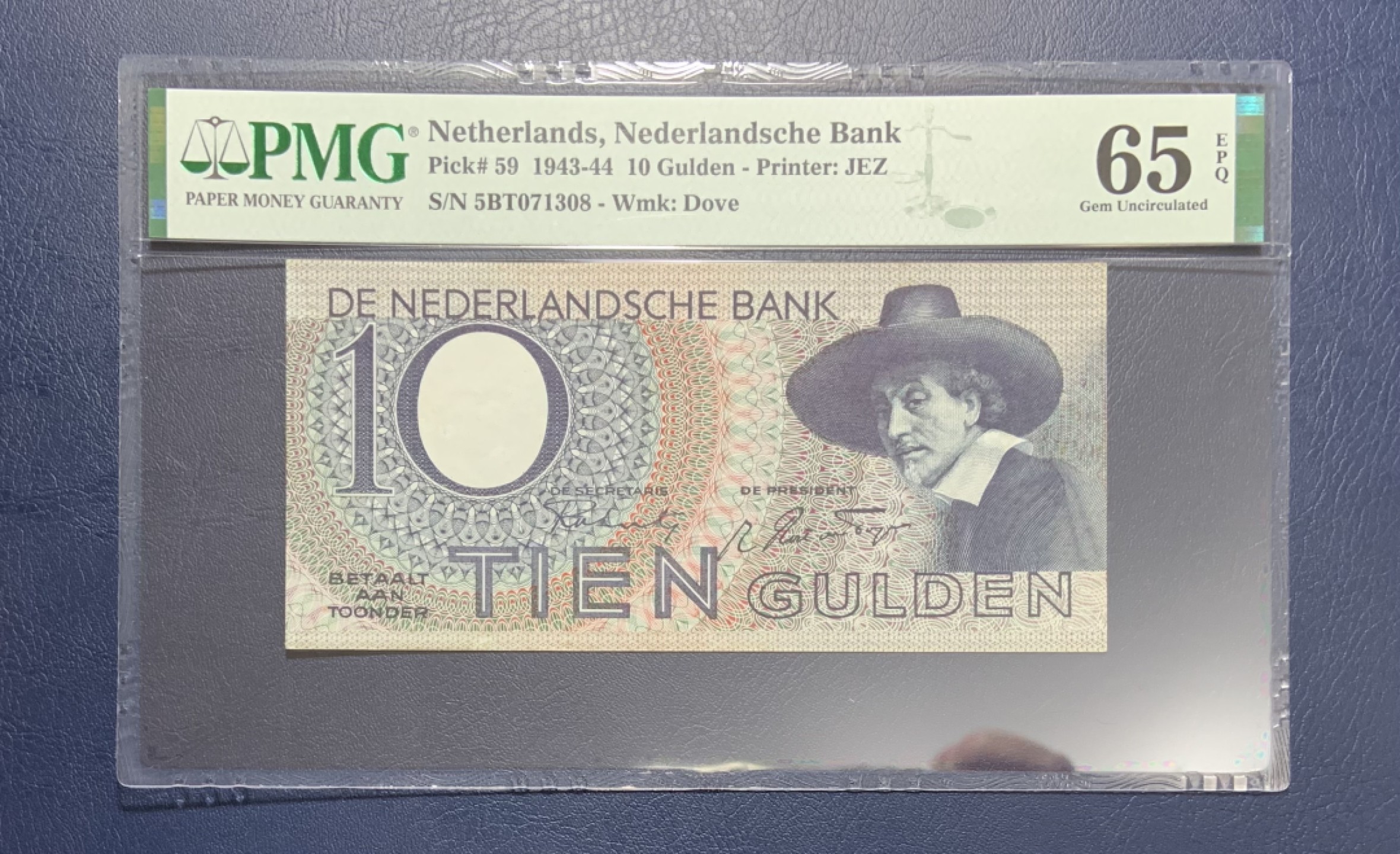 收藏联盟Quantum Auction 第243期拍卖 已更新 荷兰1943-44年10盾 PMG65 伦勃朗名画《丝绸商会的理事们》