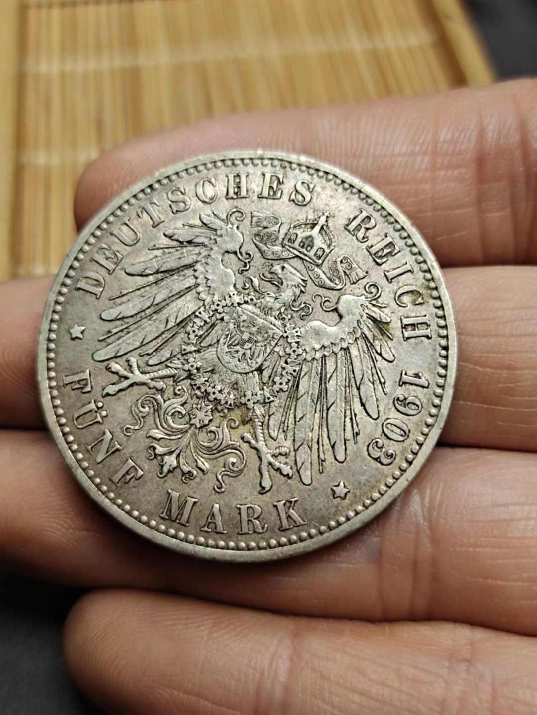 【8个洞收藏】第5场★0押0起一件包邮★银币专场（持续更新····） 7天连拍 德国普鲁士 威廉二世 5马克大银币  27.8克 ，可以上手盘玩