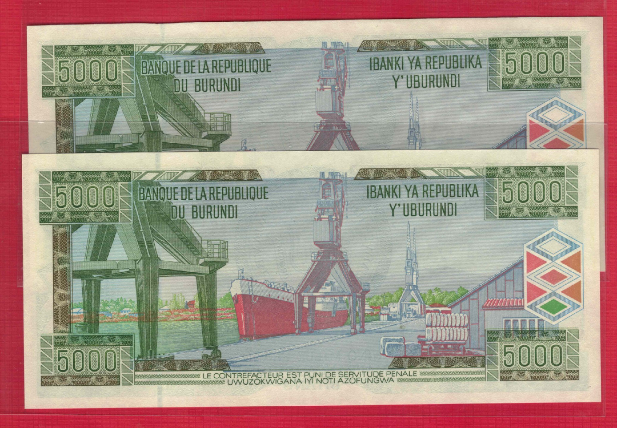 布隆迪5000法郎 2003年 双字母冠 非洲纸币 实物图 UNC