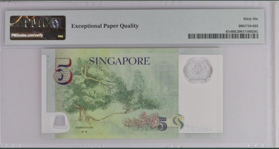 收藏联盟Quantum Auction 第243期拍卖 已更新 新加坡2014年5元 PMG66 豹子号777 号码无4