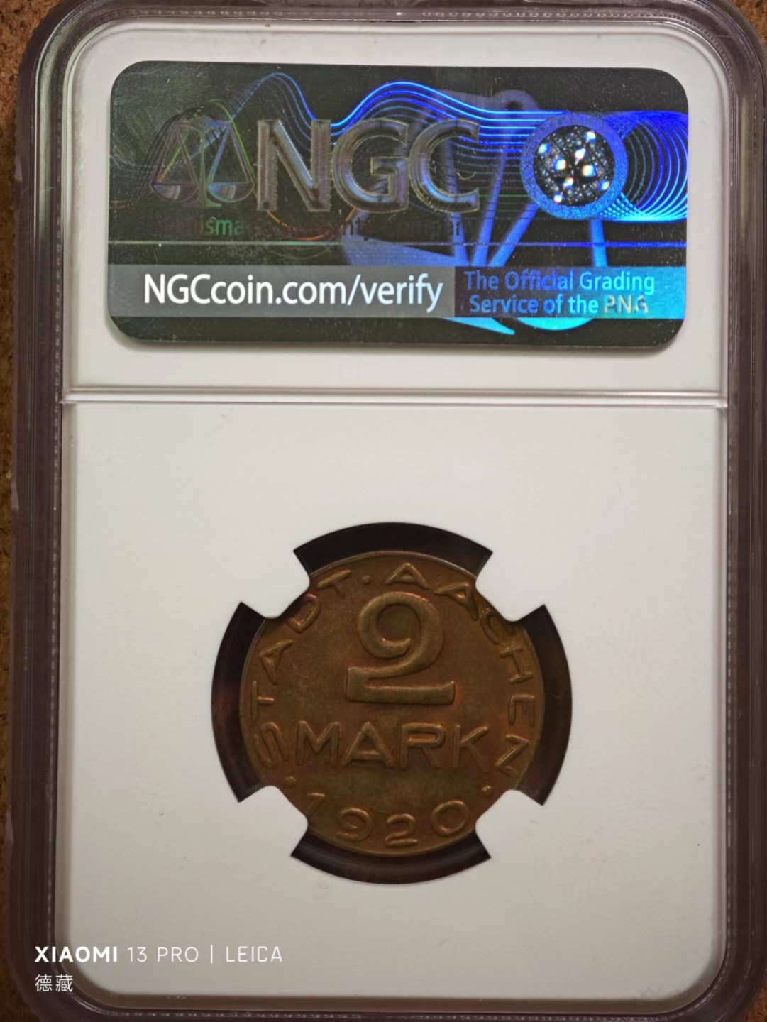【德藏】百年德紧专场拍卖3 1920年德国德紧亚琛2马克铜币 NGC MS64