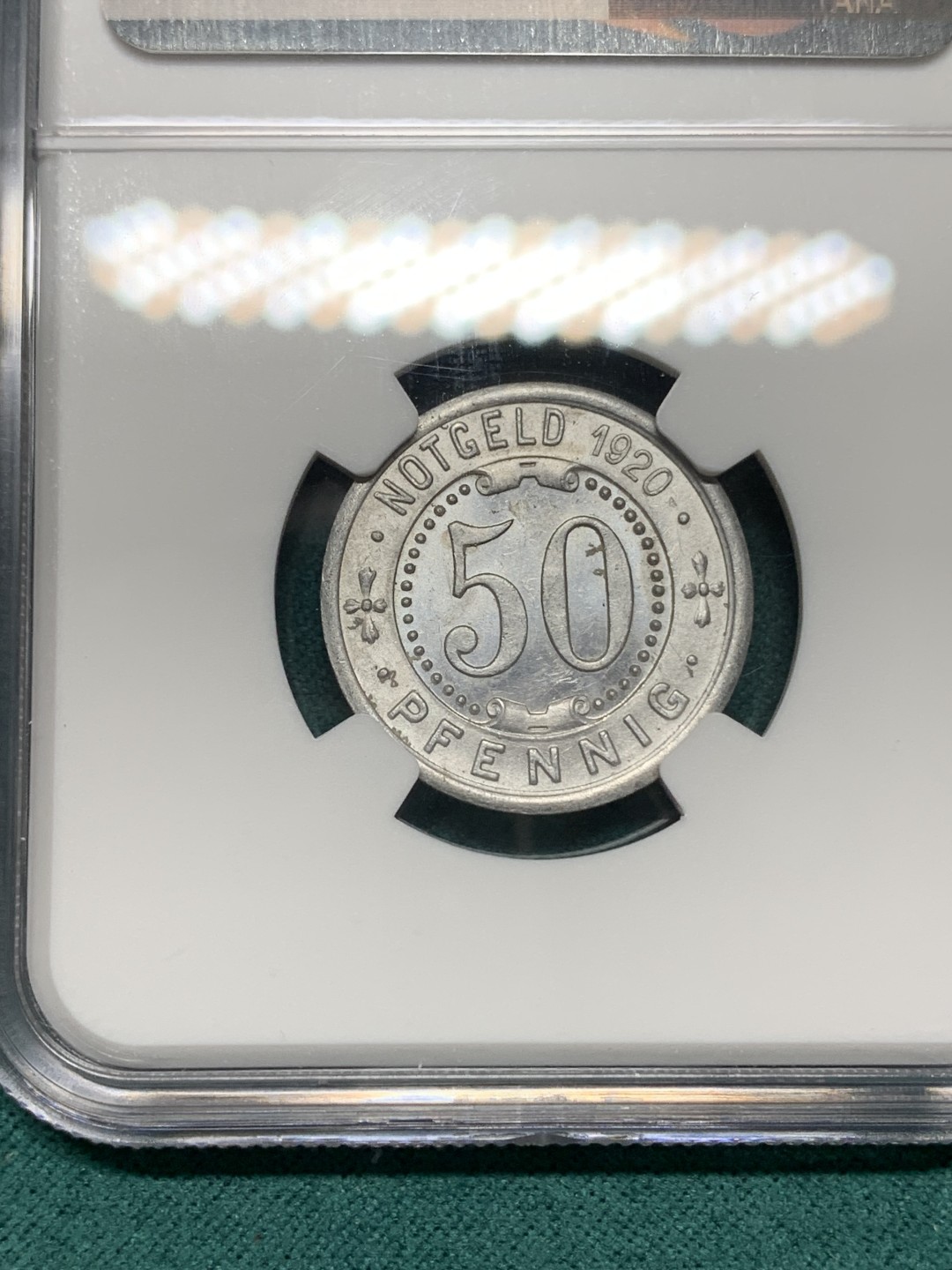 《竞宝斋》第147场-周日，周一 2场 (全场包邮) NGC-MS63 德国 1920/1919年 紧急状态时期门登洞熊  50芬尼 德紧小名誉品 状态非常棒