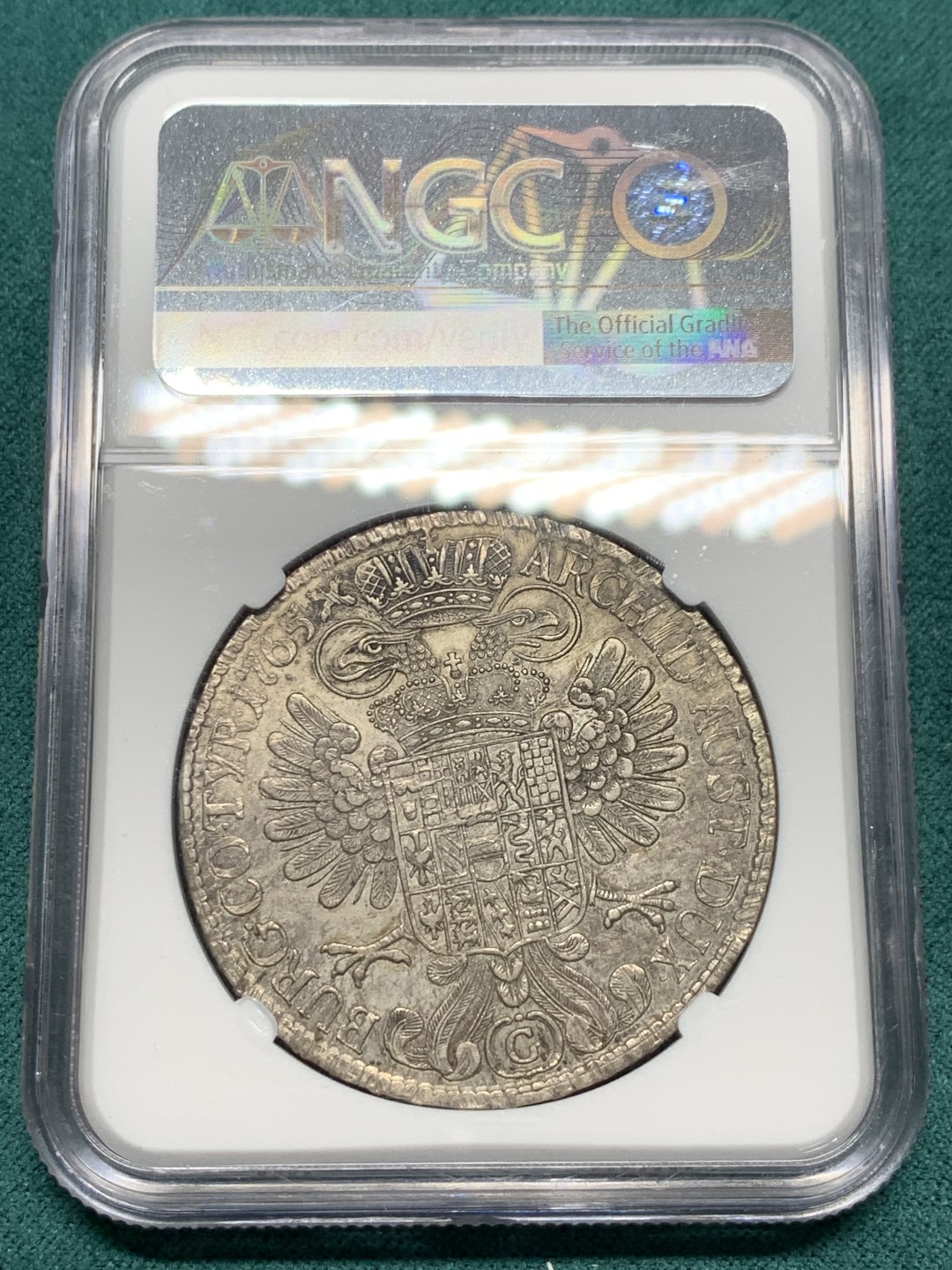 《竞宝斋》第147场-周日，周一 2场 (全场包邮) 亚军分 NGC 1765年MS61 奥地利 原铸大奶妈1泰勒银币，（金茨堡）布尔高厂铸造，打制良好无减重痕