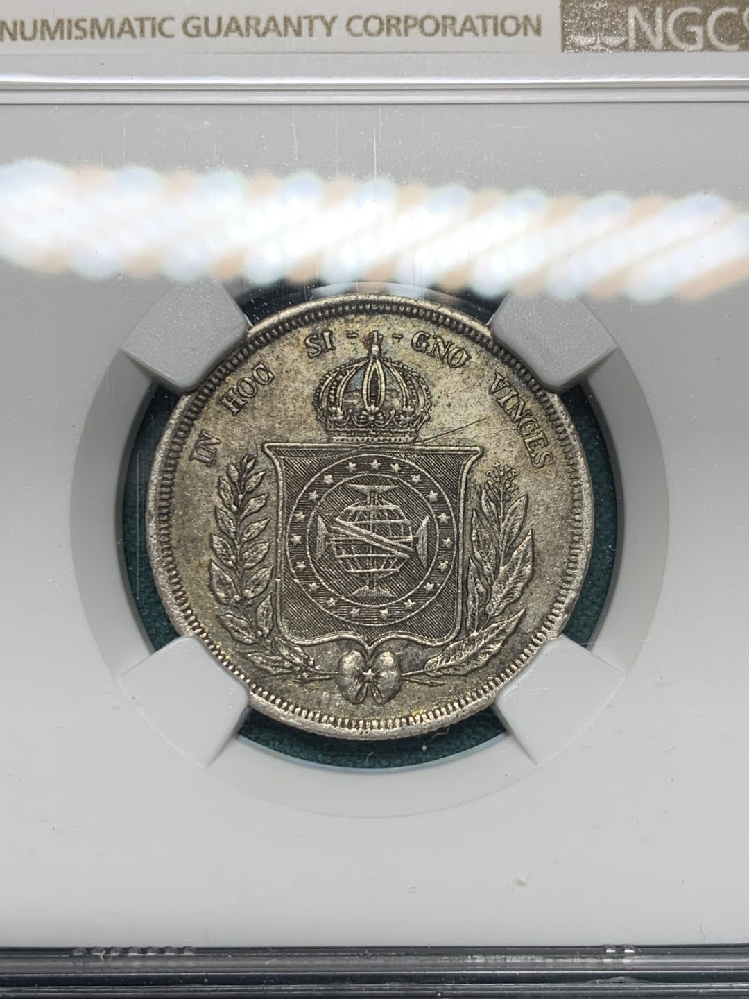 《竞宝斋》第147场-周日，周一 2场 (全场包邮) NGC-XFD 1863巴西500里亚尔银币，小叶版