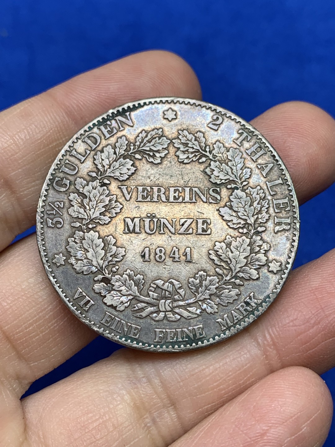 《竞宝斋》第147场-周日，周一 2场 (全场包邮) 德国 1841年 黑森达姆施塔特 路德维希二世2泰勒 37克大银币