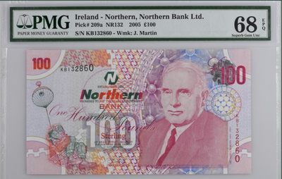 收藏联盟Quantum Auction 第244期拍卖  - 北爱尔兰2005年100镑 PMG68 冠军分