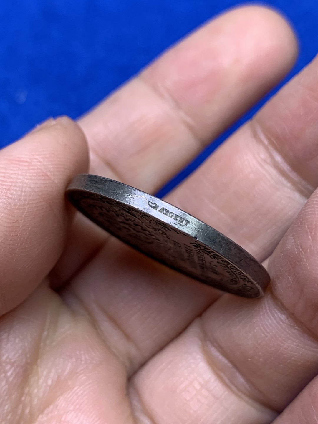 《竞宝斋》第147场-周日，周一 2场 (全场包邮) 法国 1886年 工业革命 圆形银质代币 JETON 15.1克 30.9mm