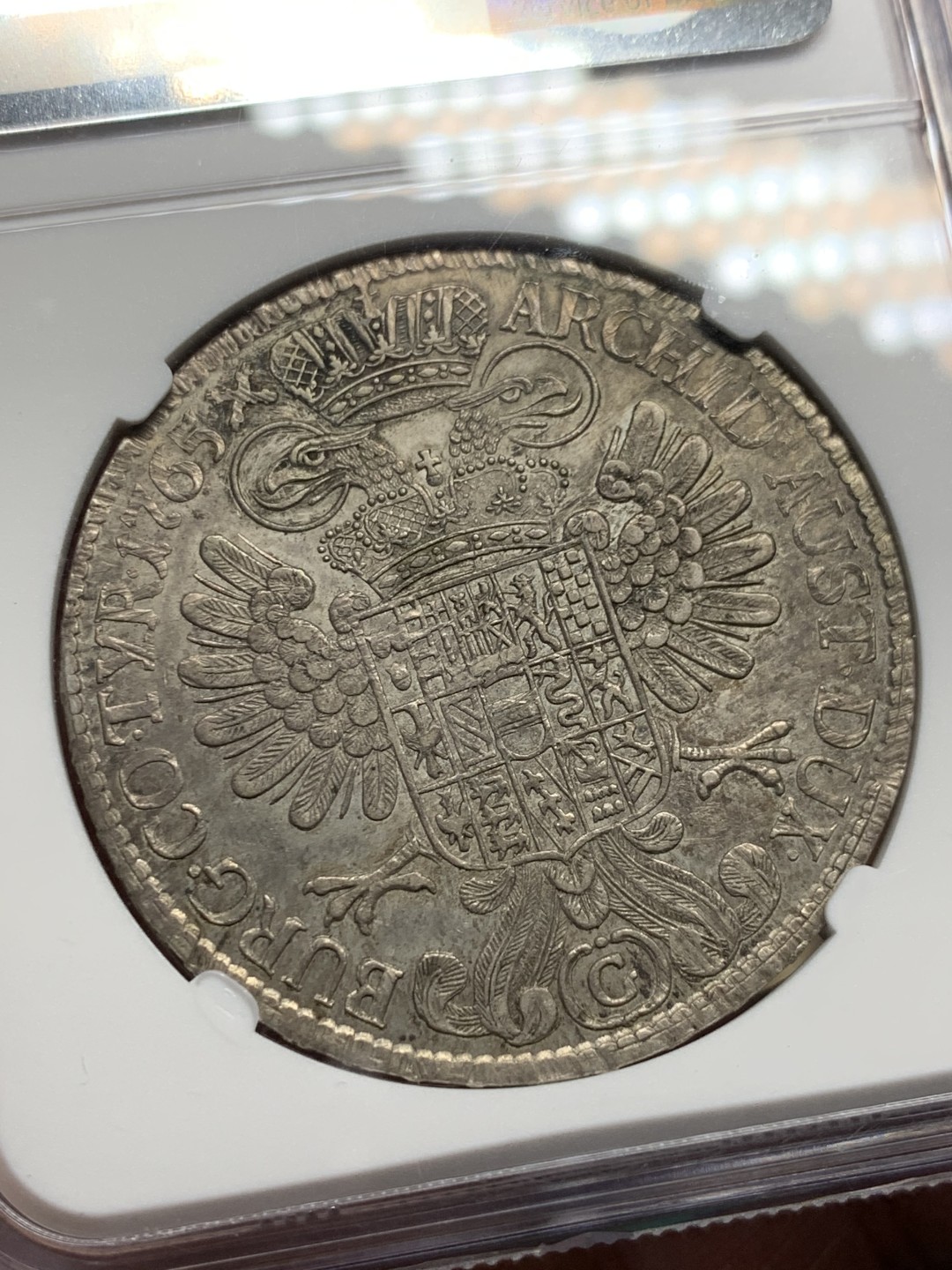 《竞宝斋》第147场-周日，周一 2场 (全场包邮) 亚军分 NGC 1765年MS61 奥地利 原铸大奶妈1泰勒银币，（金茨堡）布尔高厂铸造，打制良好无减重痕