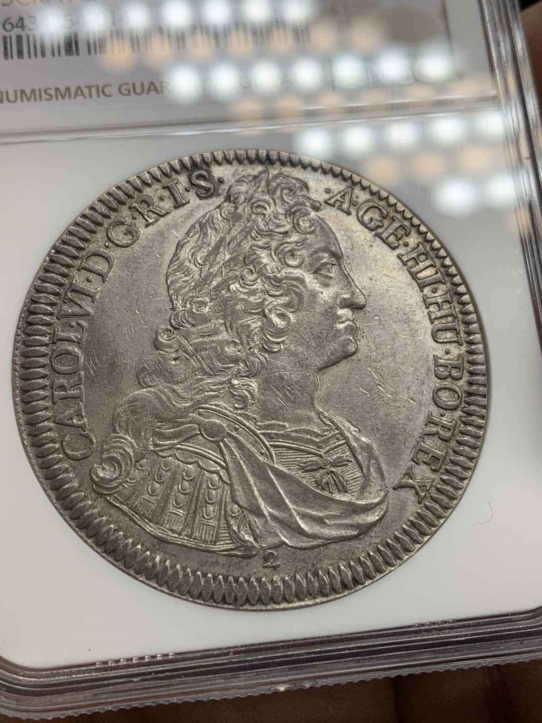 《竞宝斋》第147场-周日，周一 2场 (全场包邮) NGC-AUD 神圣罗马帝国 1737(2) 卡尔六世 1泰勒银币底板 状态好