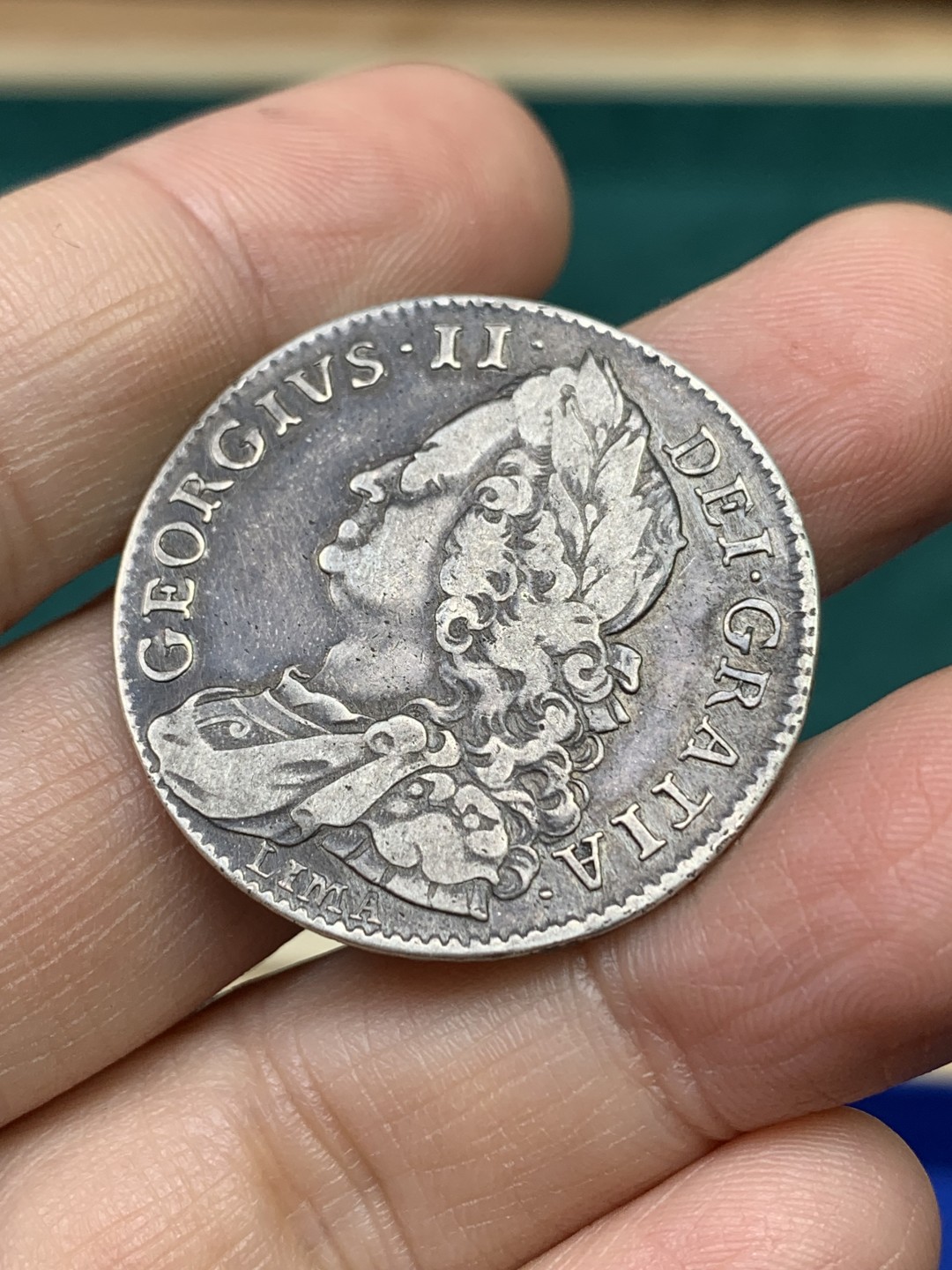 《竞宝斋》第147场-周日，周一 2场 (全场包邮) 英国 1746年 水泡眼 乔治二世 半克朗 银币 LIMA 版本 铸币材料源自利马海战缴获的白银 铸造