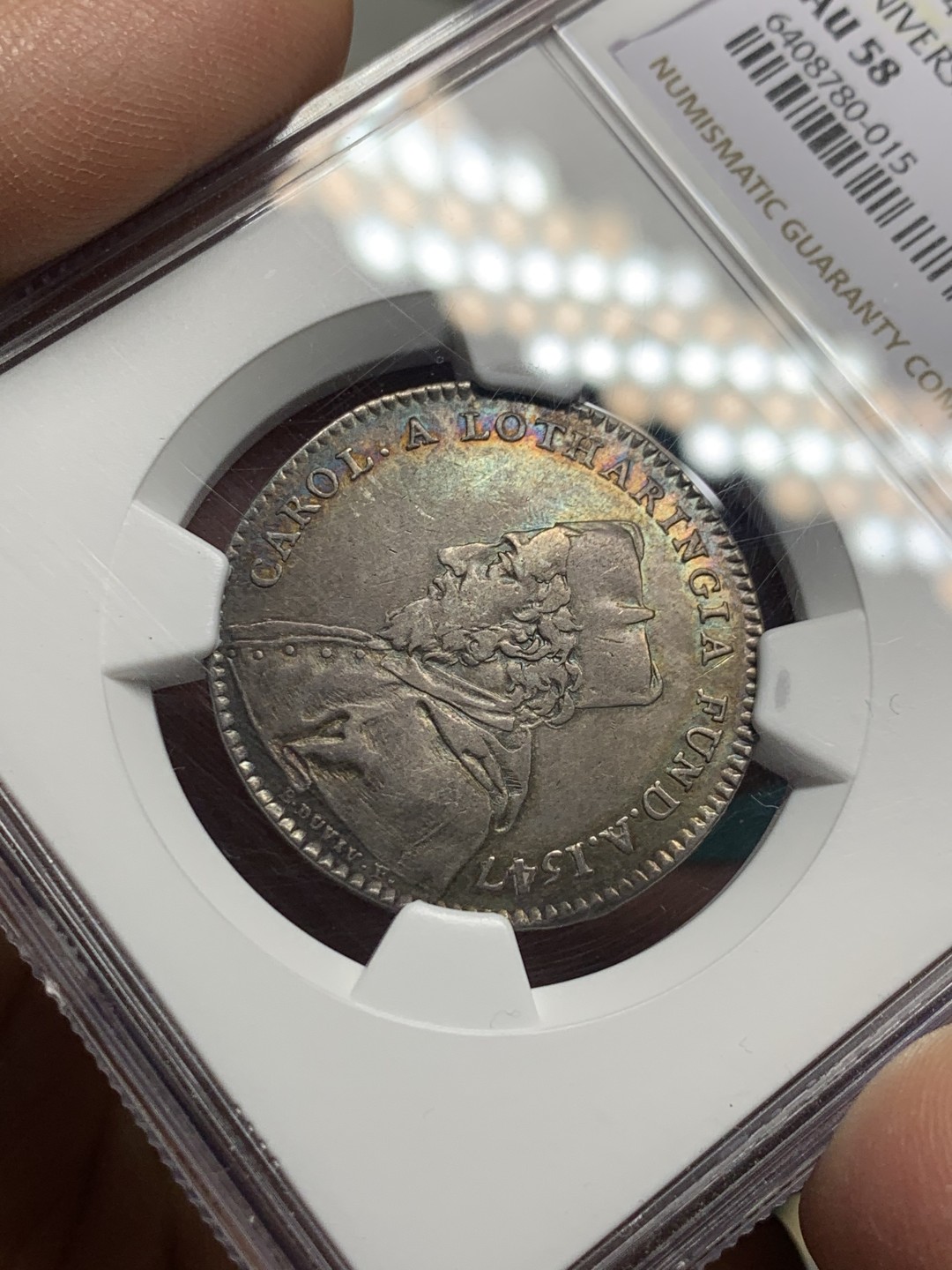 《竞宝斋》第147场-周日，周一 2场 (全场包邮) NGC-AU58 法国1756年 兰斯大学纪念 圆形JETON 好品代彩非常漂亮