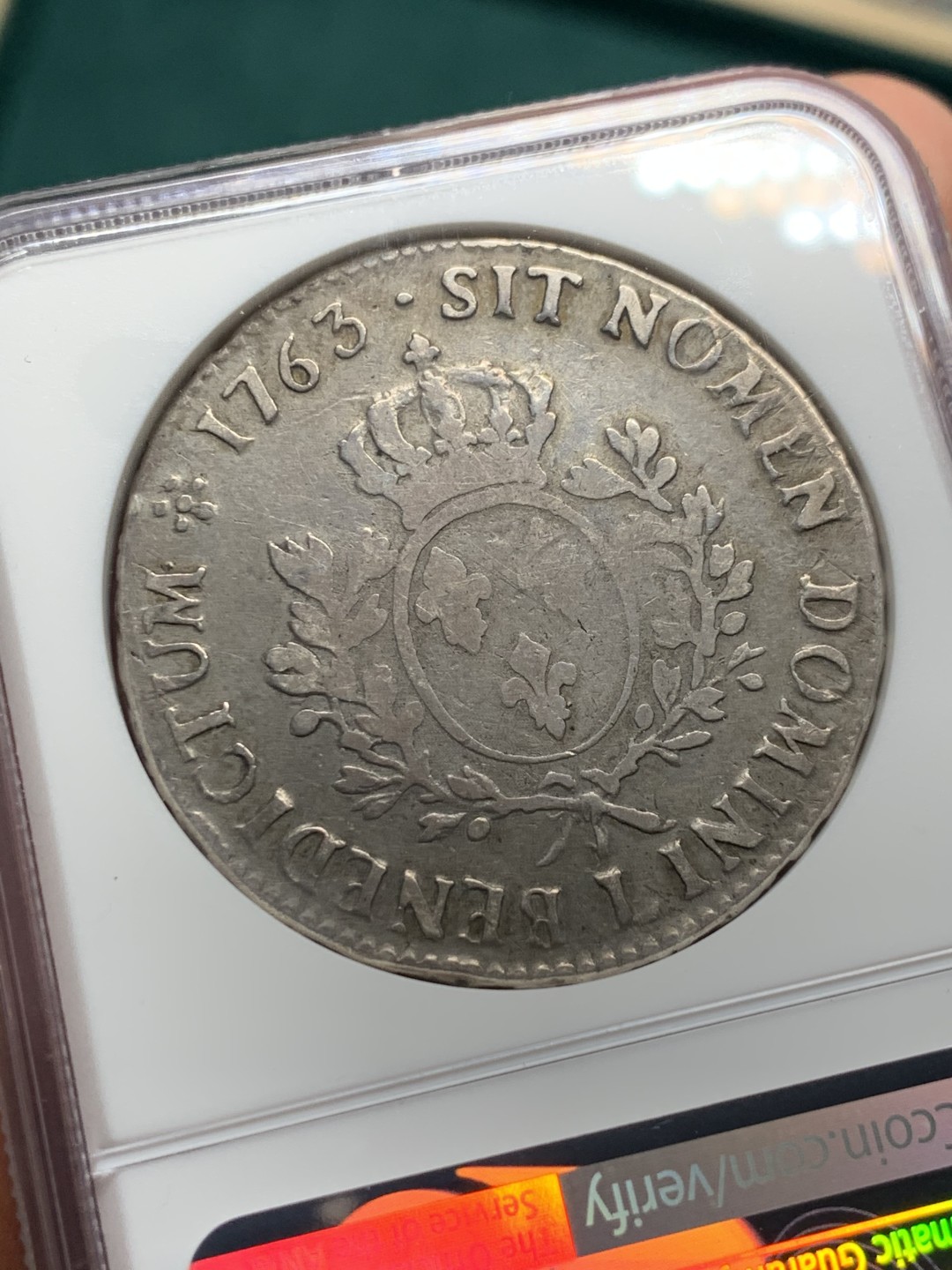 《竞宝斋》第147场-周日，周一 2场 (全场包邮) NGC-F15 法国1763-L年 路易十五埃居大银币 原味老包浆