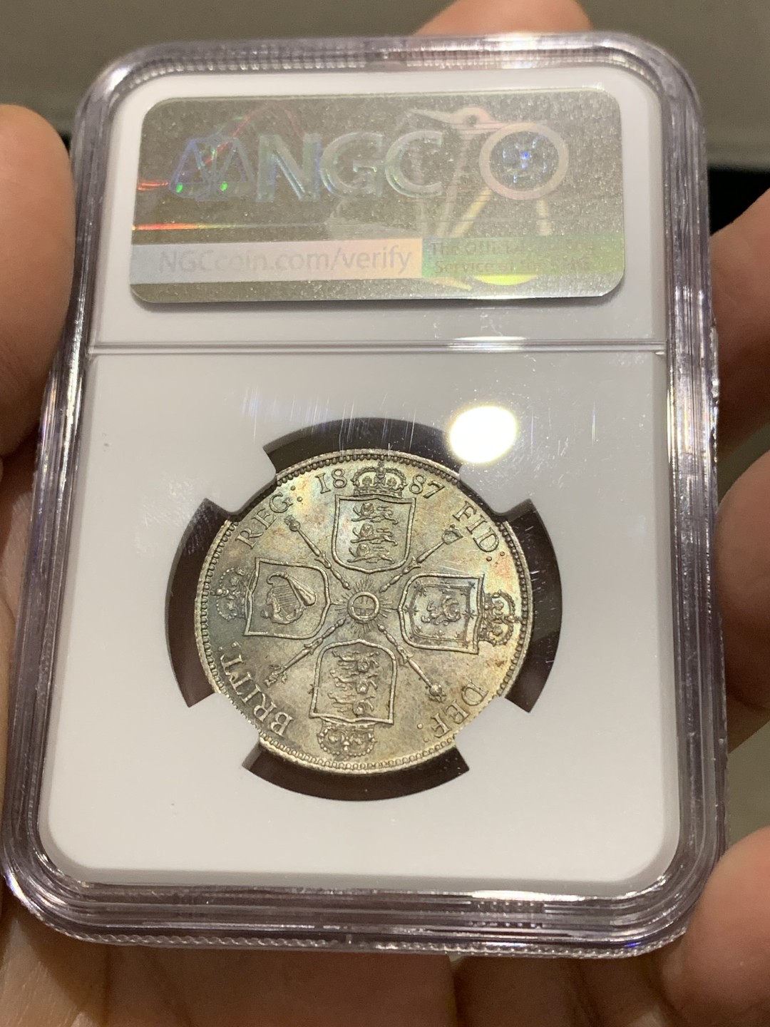 《竞宝斋》第147场-周日，周一 2场 (全场包邮) NGC-MS64 英国 1887年维多利亚2先令弗洛林银币 BU状态