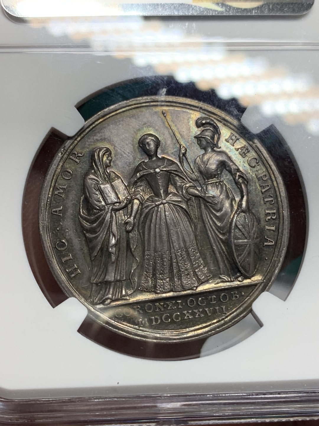 《竞宝斋》第147场-周日，周一 2场 (全场包邮) NGC-AU55 英国1727年卡罗琳娜女王登基纪念 银章