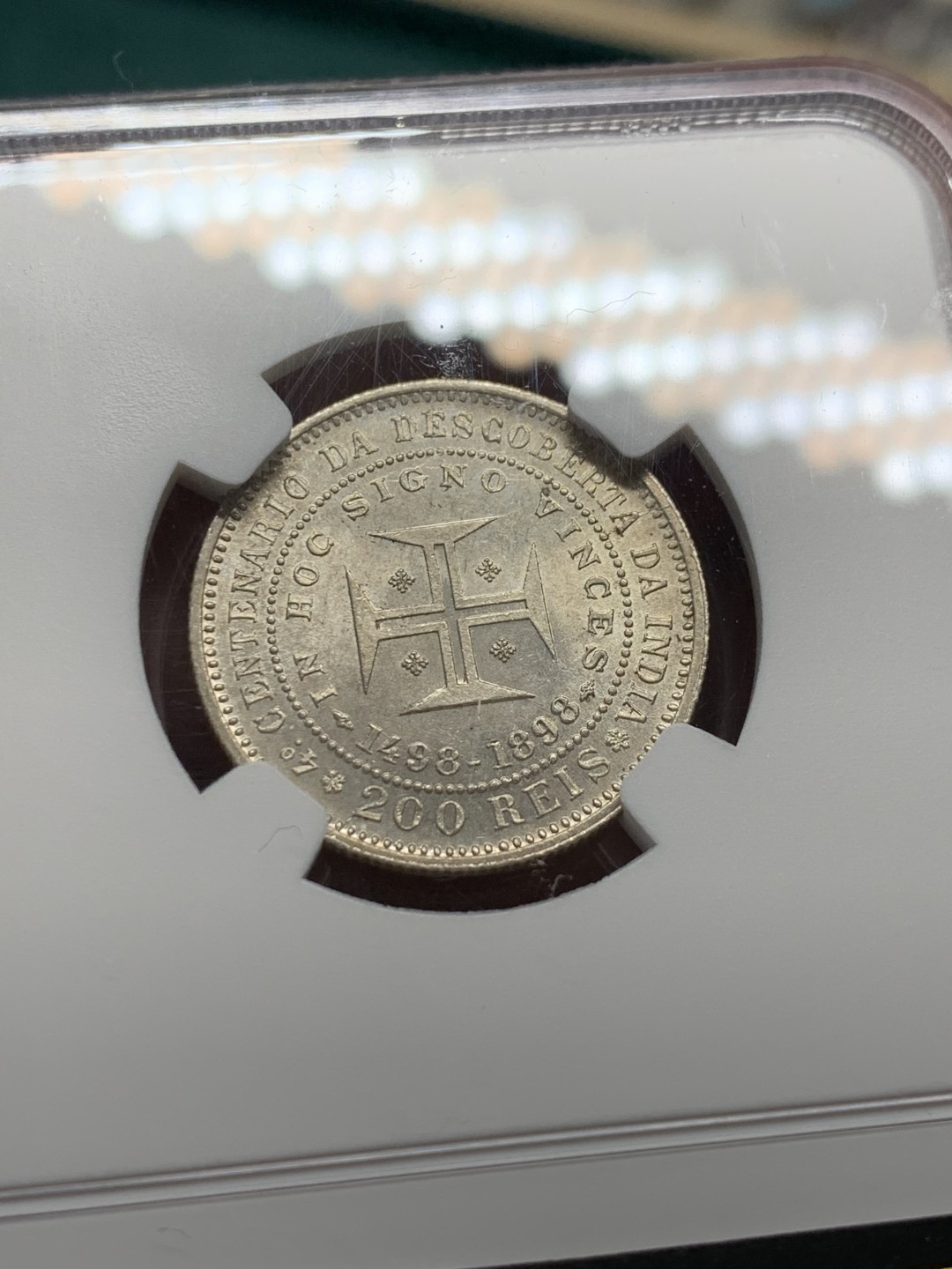 《竞宝斋》第147场-周日，周一 2场 (全场包邮) NGC-MS63 葡萄牙1898年 200R银币 顶级好品