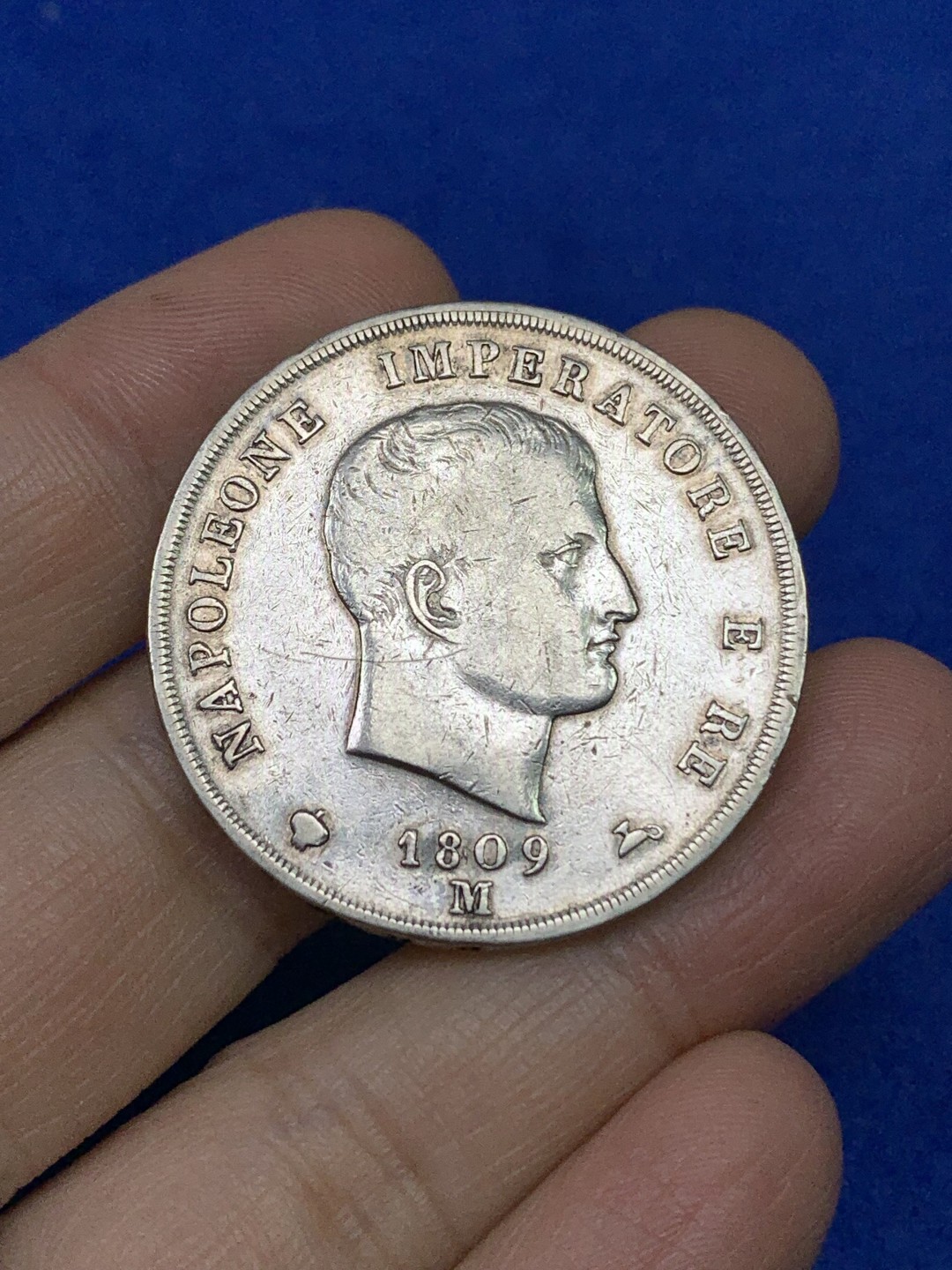 《竞宝斋》第147场-周日，周一 2场 (全场包邮) 法占意大利1809年拿破仑5里拉银币 稀少品种