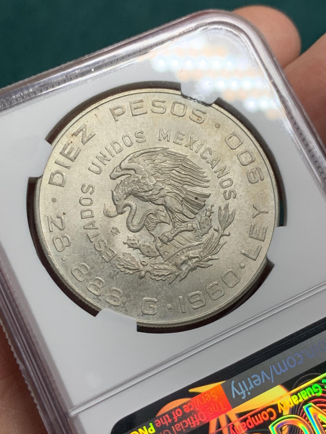 《竞宝斋》第147场-周日，周一 2场 (全场包邮) NGC MS65 1960墨西哥独立周年银币 高分大银币 900高银