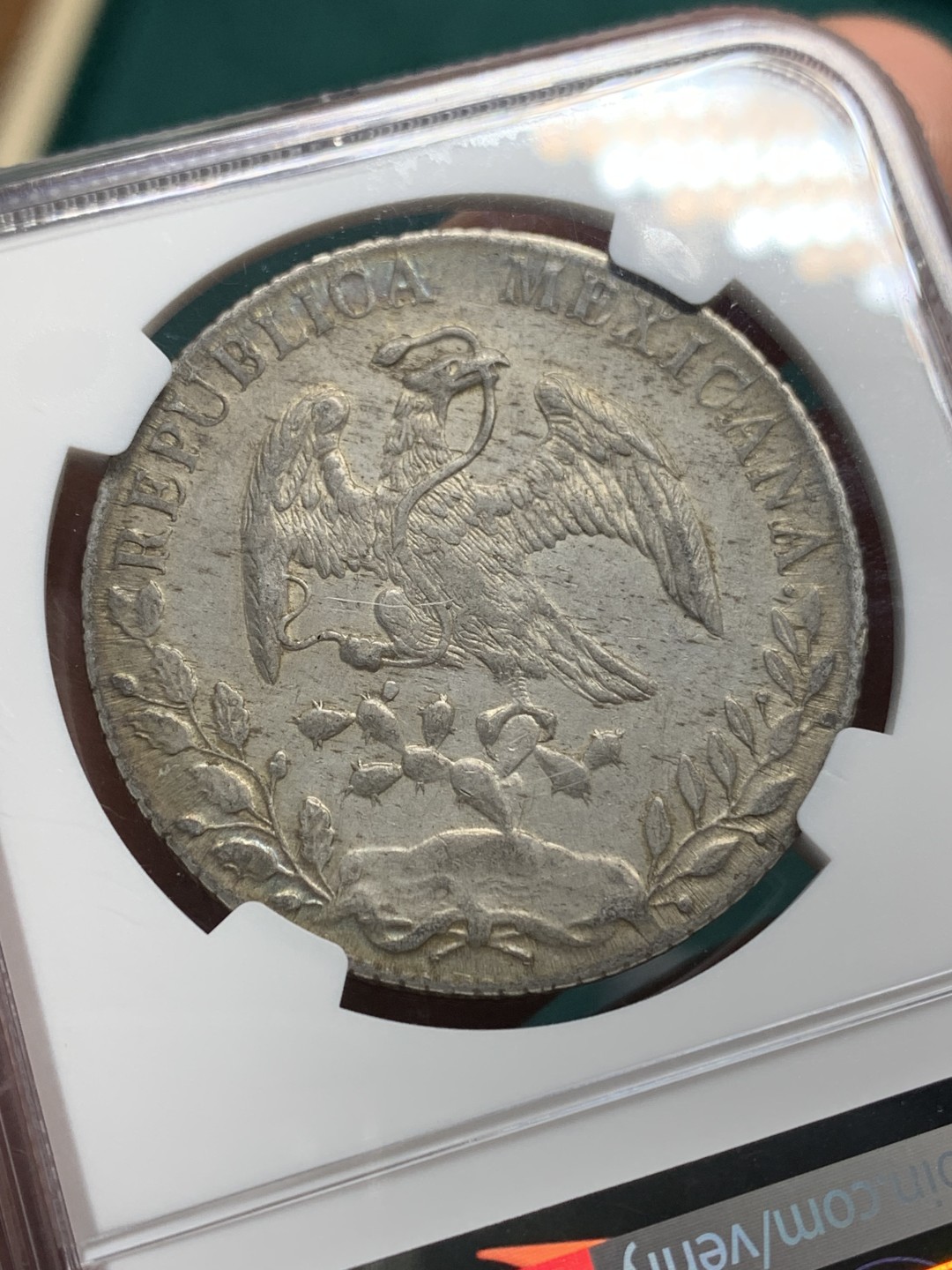 《竞宝斋》第147场-周日，周一 2场 (全场包邮) NGC AU 墨西哥 1893年 CA MM版 鹰洋 大银币 包浆自然 没有看出清洗的痕迹