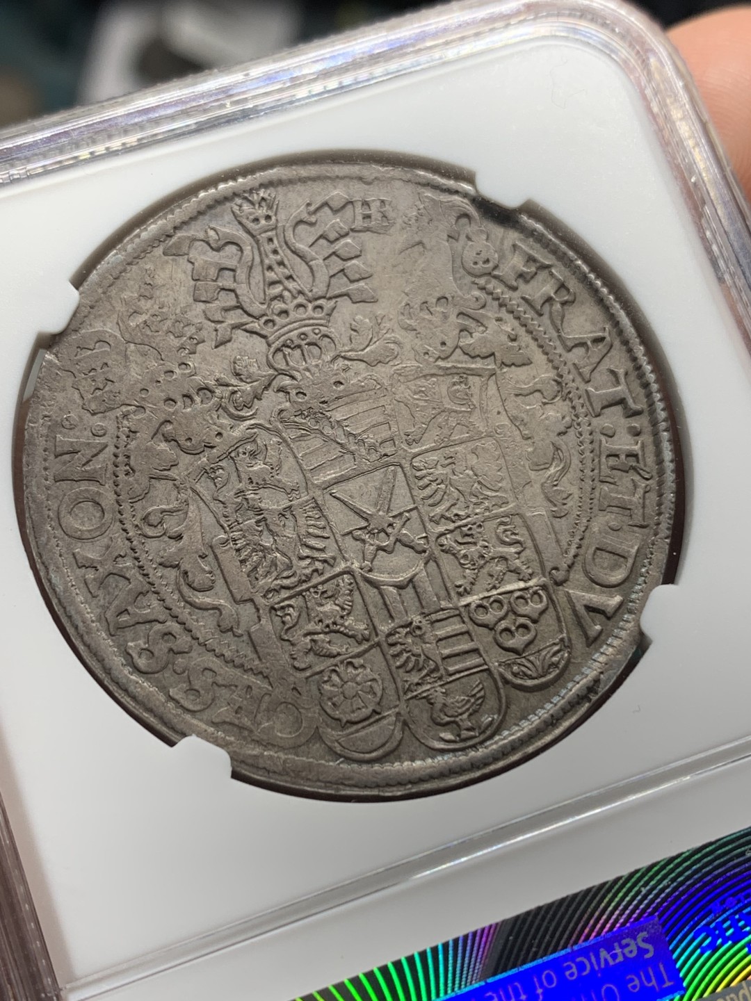 《竞宝斋》第147场-周日，周一 2场 (全场包邮) 亚军分！NGC MS63 德国 1595年 萨克森 3兄弟 泰勒 400多年的原光状态 实在难得 所见最好