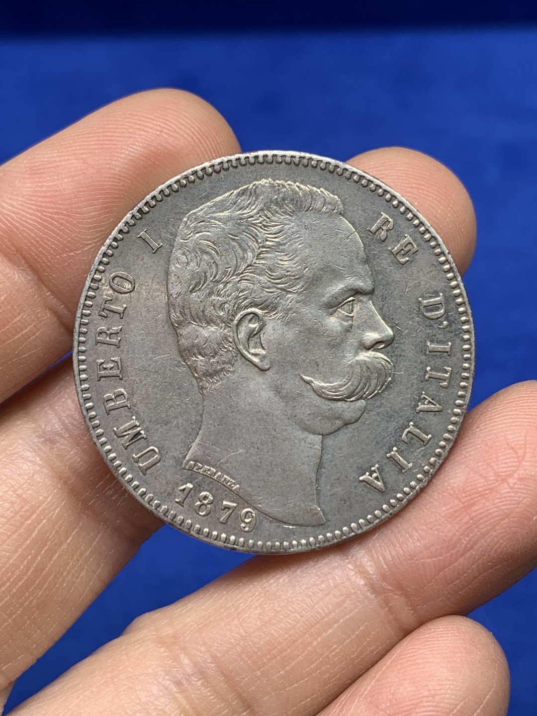 《竞宝斋》第147场-周日，周一 2场 (全场包邮) 意大利 1879年 翁贝托 5里拉银币 细节很好