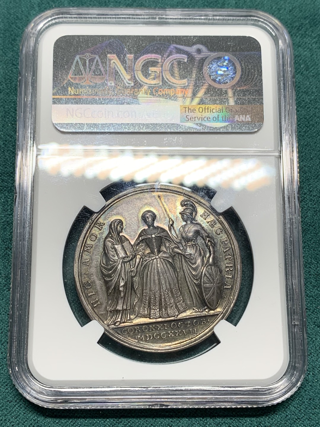 《竞宝斋》第147场-周日，周一 2场 (全场包邮) NGC-AU55 英国1727年卡罗琳娜女王登基纪念 银章