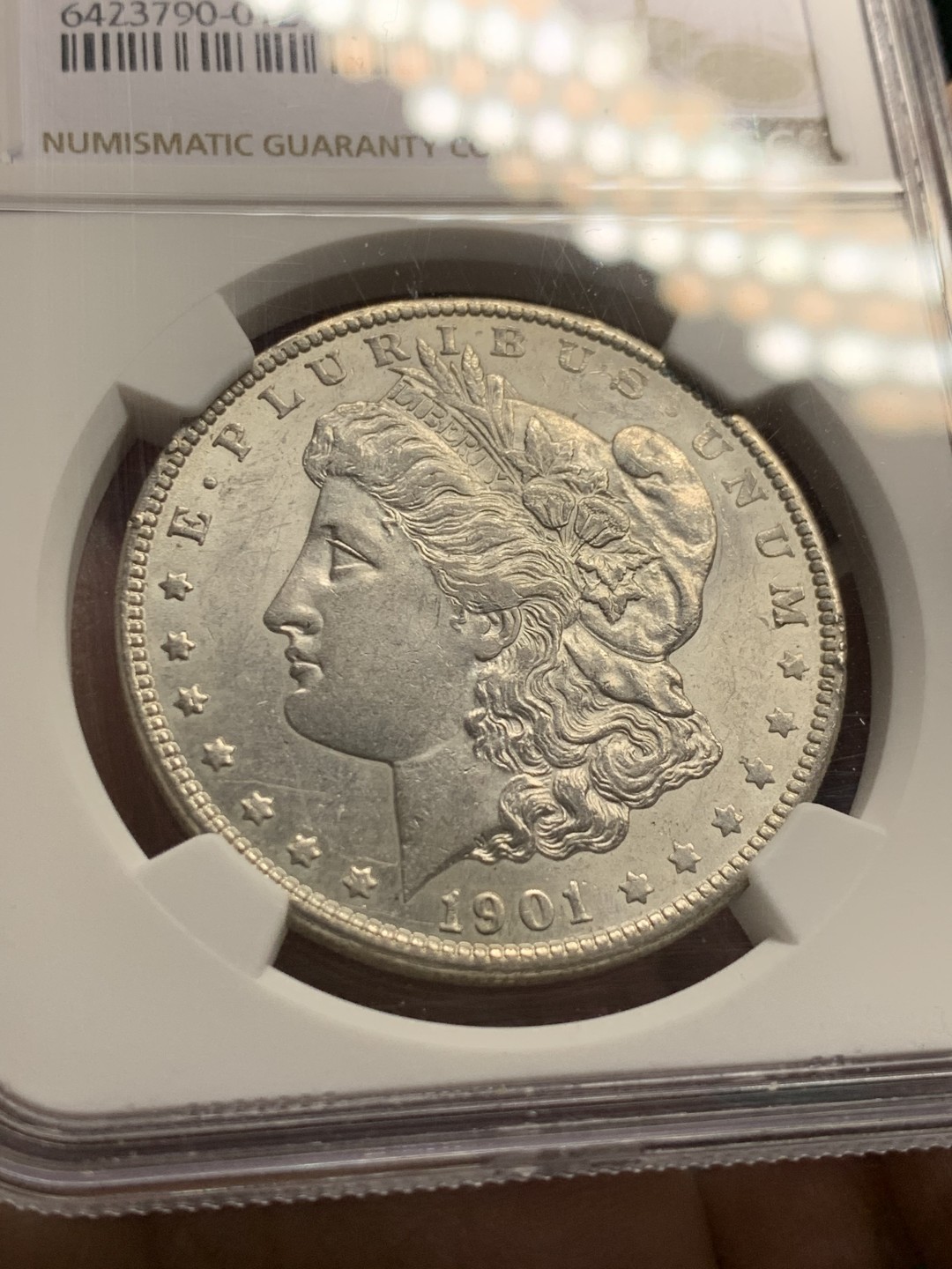 《竞宝斋》第147场-周日，周一 2场 (全场包邮) NGC-MS61 美国1901-O年 摩根一元大银币 顶级好品