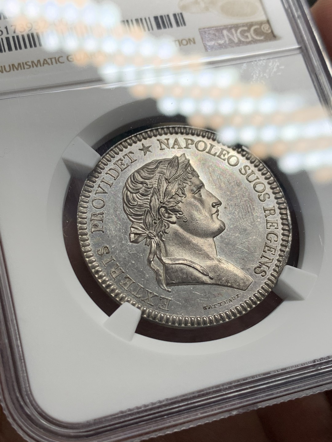 《竞宝斋》第147场-周日，周一 2场 (全场包邮) NGC-MS61 法国 1804年 拿破仑 恢复不列颠学院 纪念银章 背面拉丁文：爱尔兰人、英格兰人、苏格兰人对法国的热情好客归功于宗教和文学。雕刻师Nicolas Marie Gatteaux。少见品种 比较有意义