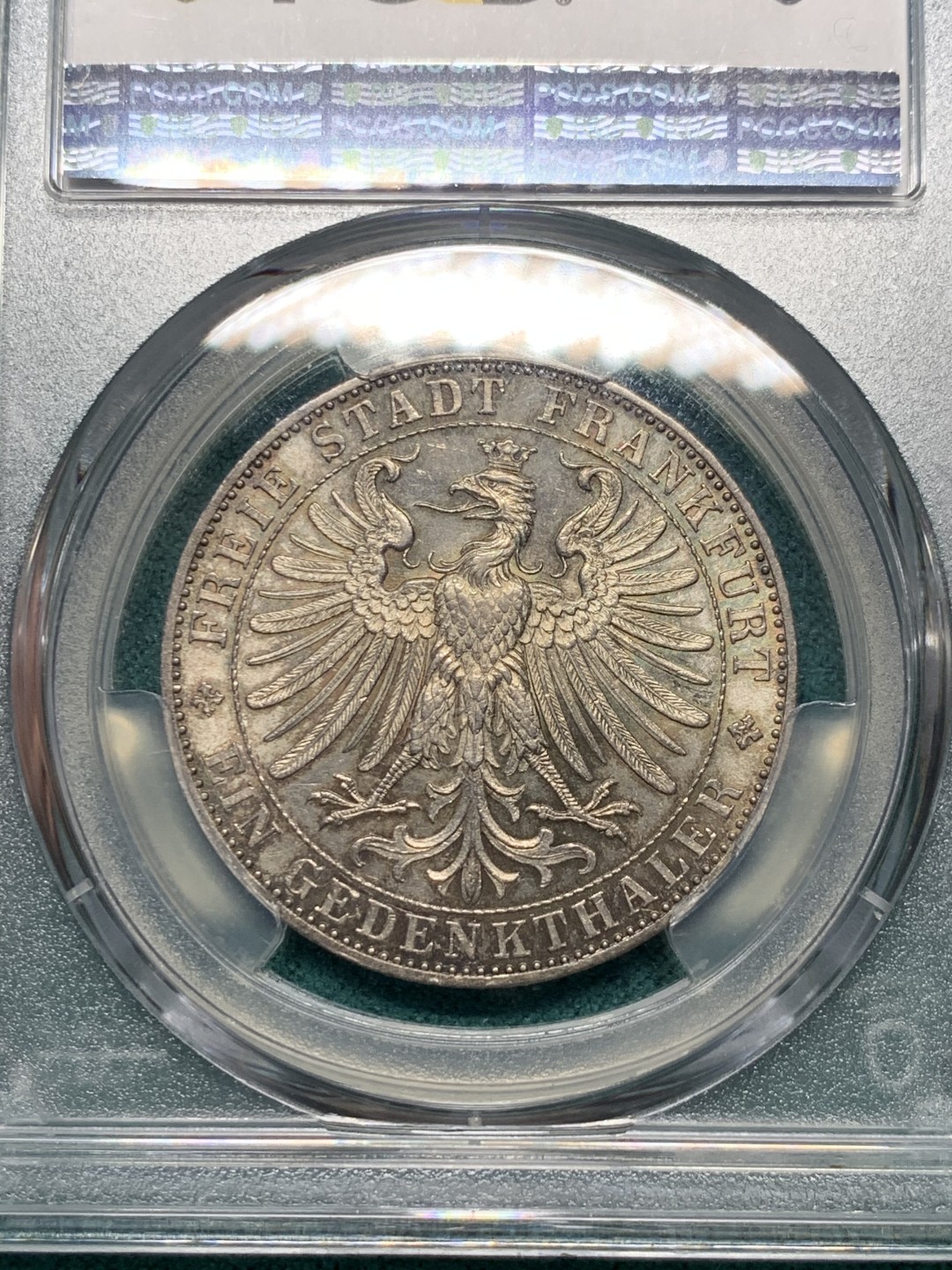 《竞宝斋》第147场-周日，周一 2场 (全场包邮) NGC-MS62  德国1863年法兰克福王子会议1泰勒 转光好包浆靓