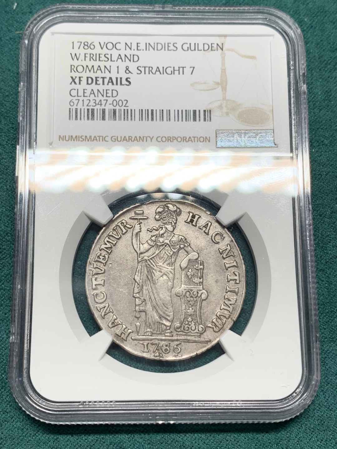 《竞宝斋》第147场-周日，周一 2场 (全场包邮) NGC-XFD 1786年荷兰东印度公司1盾银币 西弗里斯兰产，少见的VOC版
