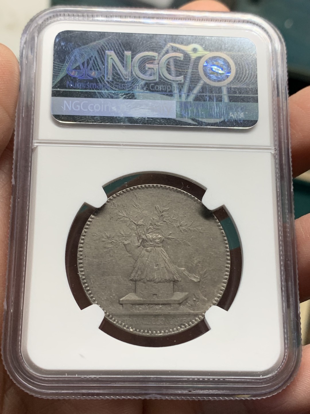 《竞宝斋》第147场-周日，周一 2场 (全场包邮) NGC MS64 1894年法国 巴黎储蓄银行 银质代币 顶级品相状态