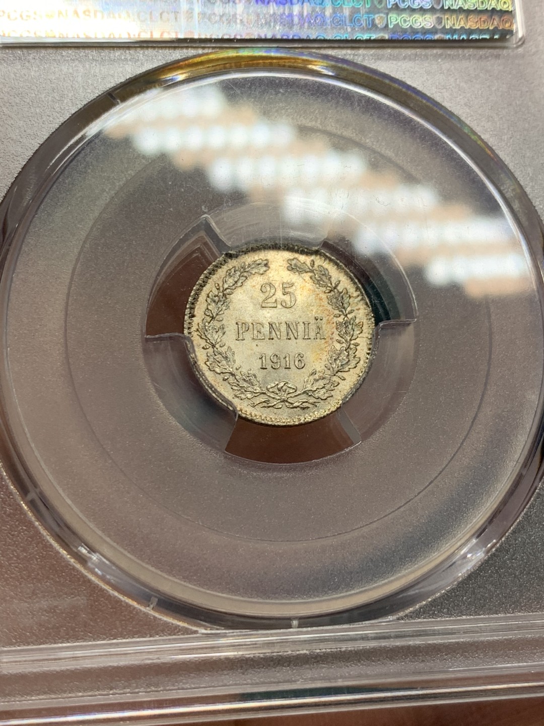 《竞宝斋》第147场-周日，周一 2场 (全场包邮) PCGS-MS67/MS66 冠军分/季军分 1916年 俄属芬兰25芬尼/50芬尼银币 2枚一对，皇冠双头鹰。高分炫彩，完美状态，拿一对直接毕业