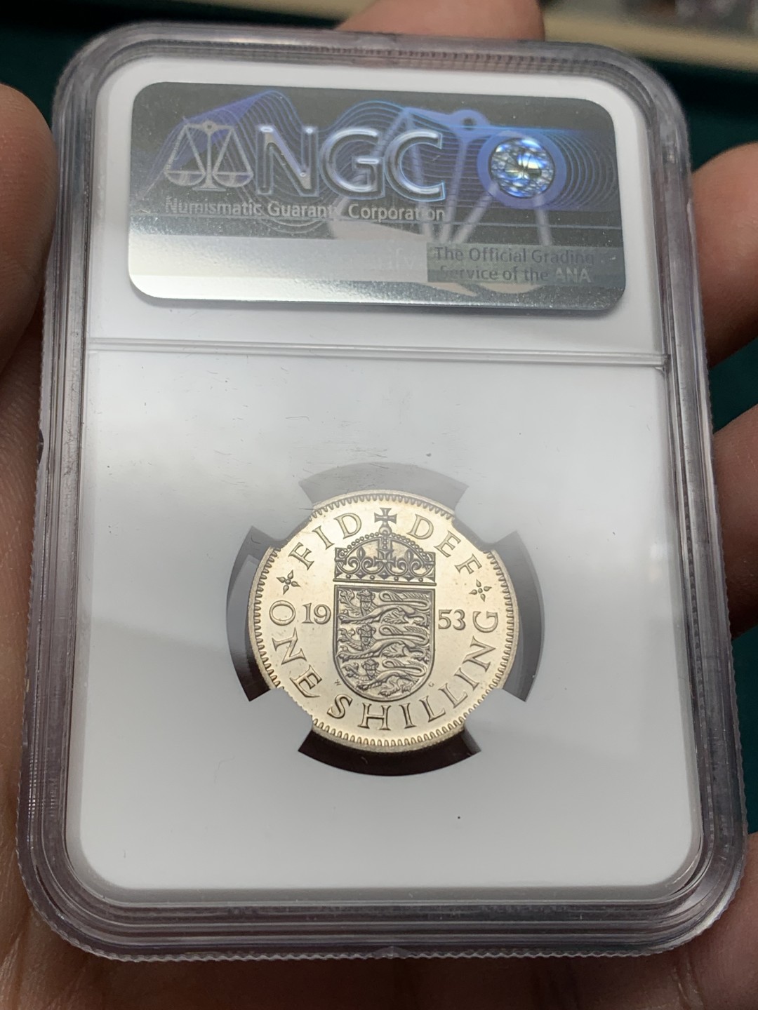 《竞宝斋》第147场-周日，周一 2场 (全场包邮) NGC-PF65CA 1953年英国伊丽莎白二世加冕首年精制1先令，带cameo（ENGLAND)