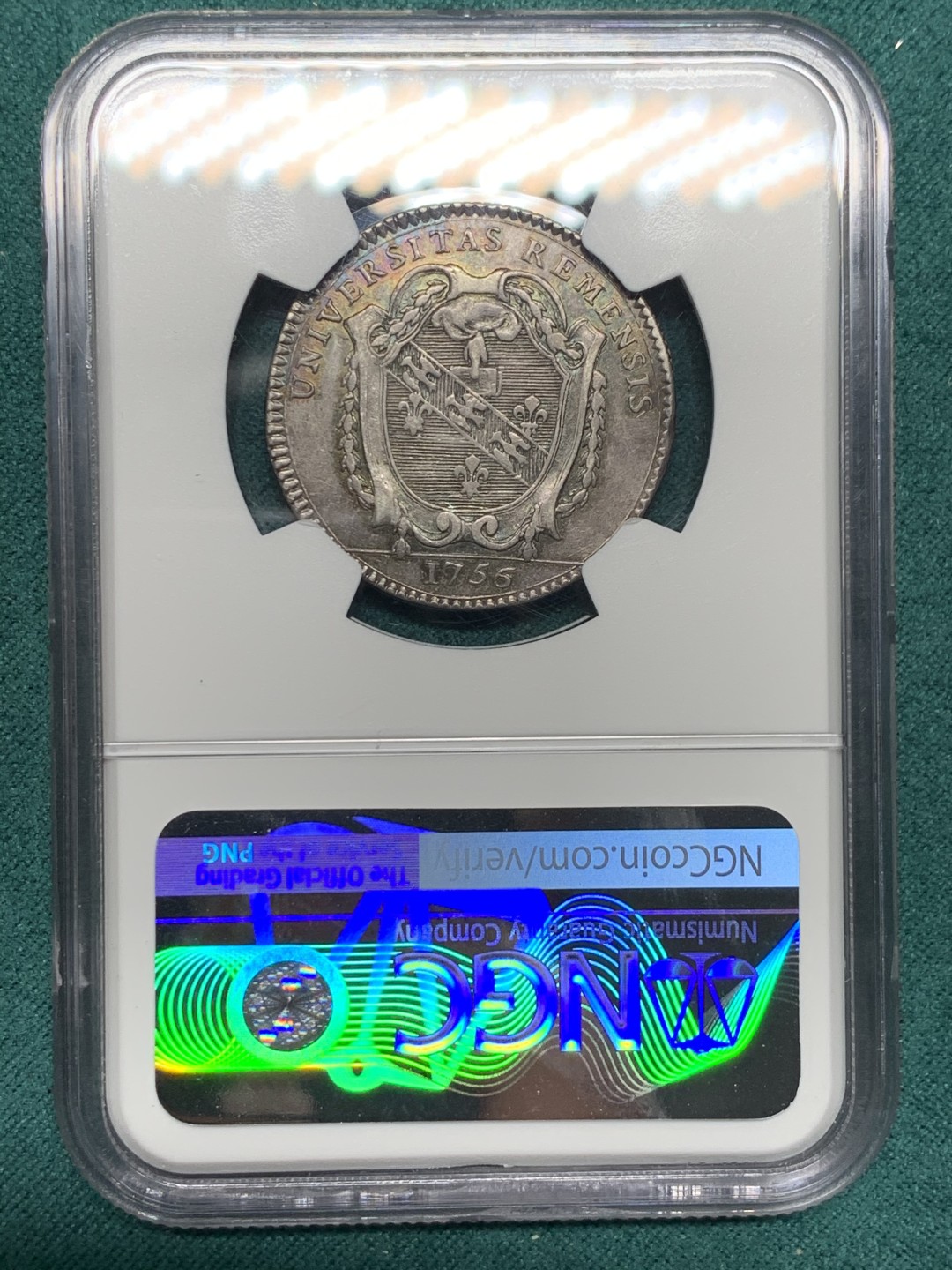 《竞宝斋》第147场-周日，周一 2场 (全场包邮) NGC-AU58 法国1756年 兰斯大学纪念 圆形JETON 好品代彩非常漂亮