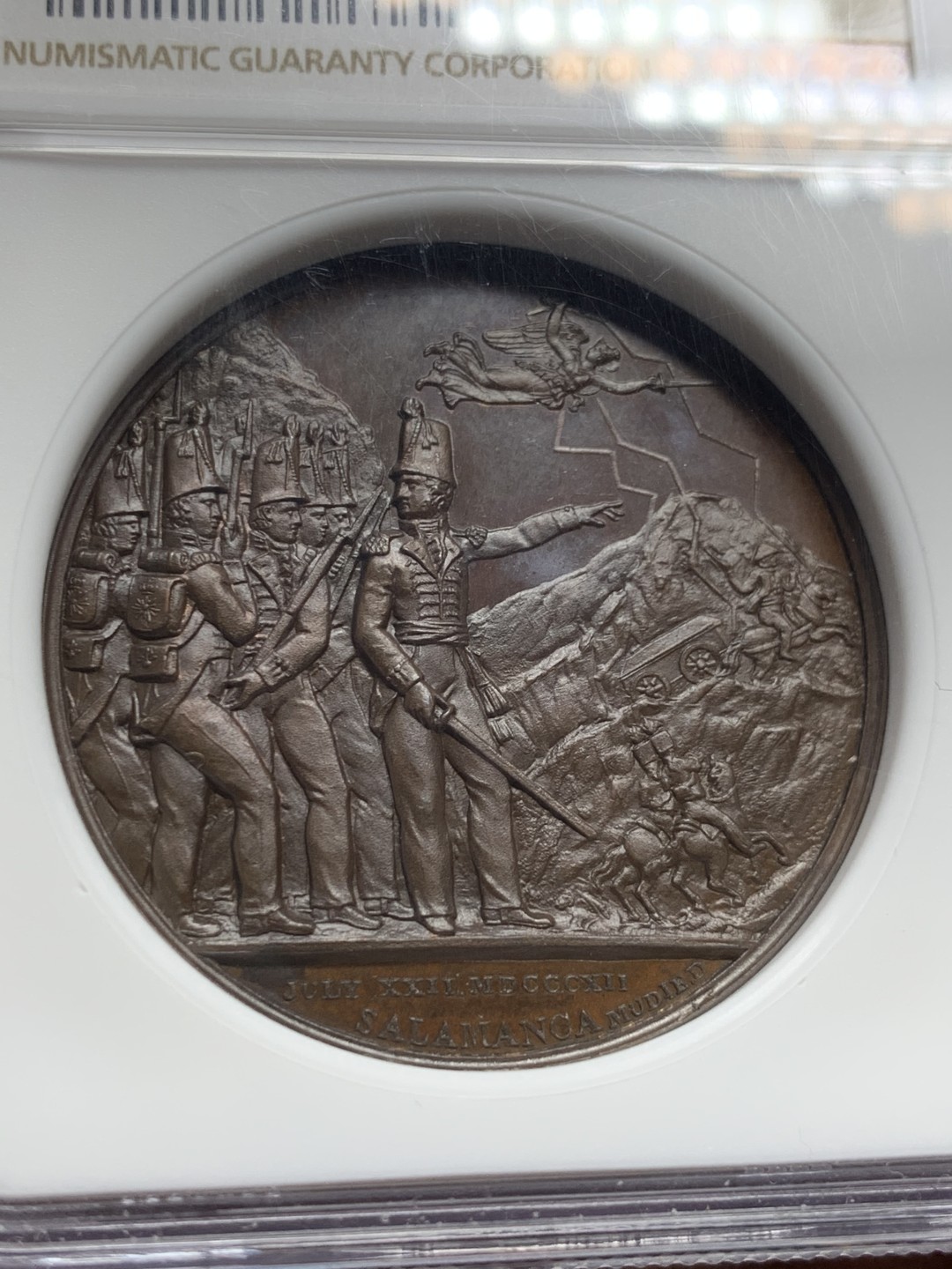 《竞宝斋》第147场-周日，周一 2场 (全场包邮) NGC MS65BN 1820年萨拉曼卡会战铜章，拿破仑战争题材中极为出彩的一枚，品相分数一步到位