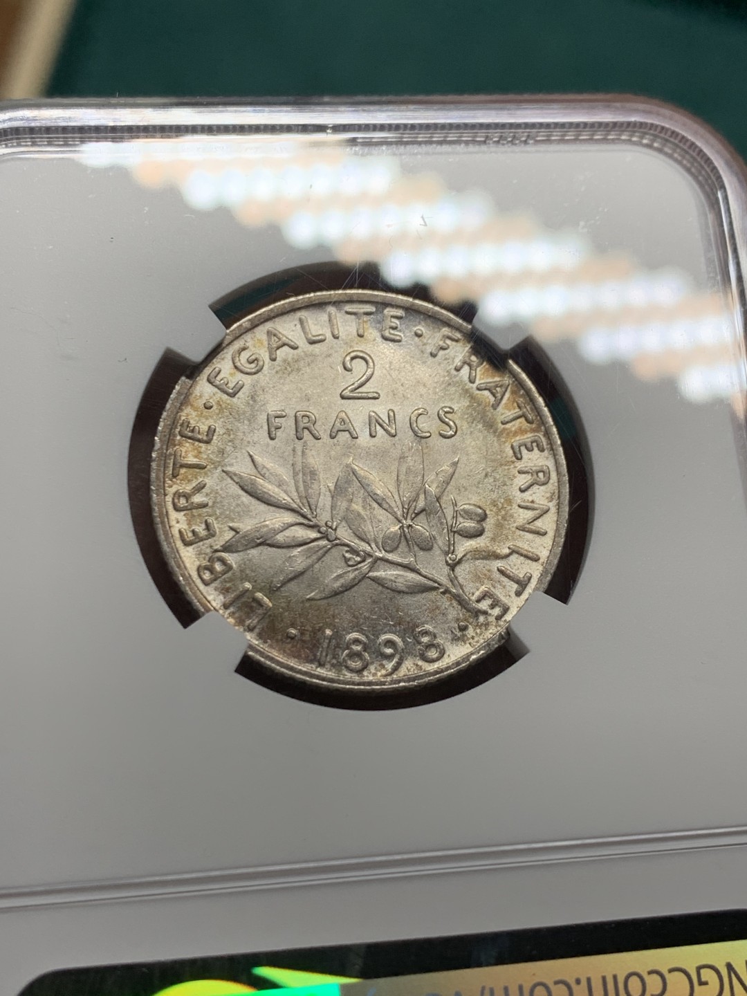 《竞宝斋》第147场-周日，周一 2场 (全场包邮) NGC-MS61 法国1898年 播种女神 早期年份2法郎银币 早期好品稀少