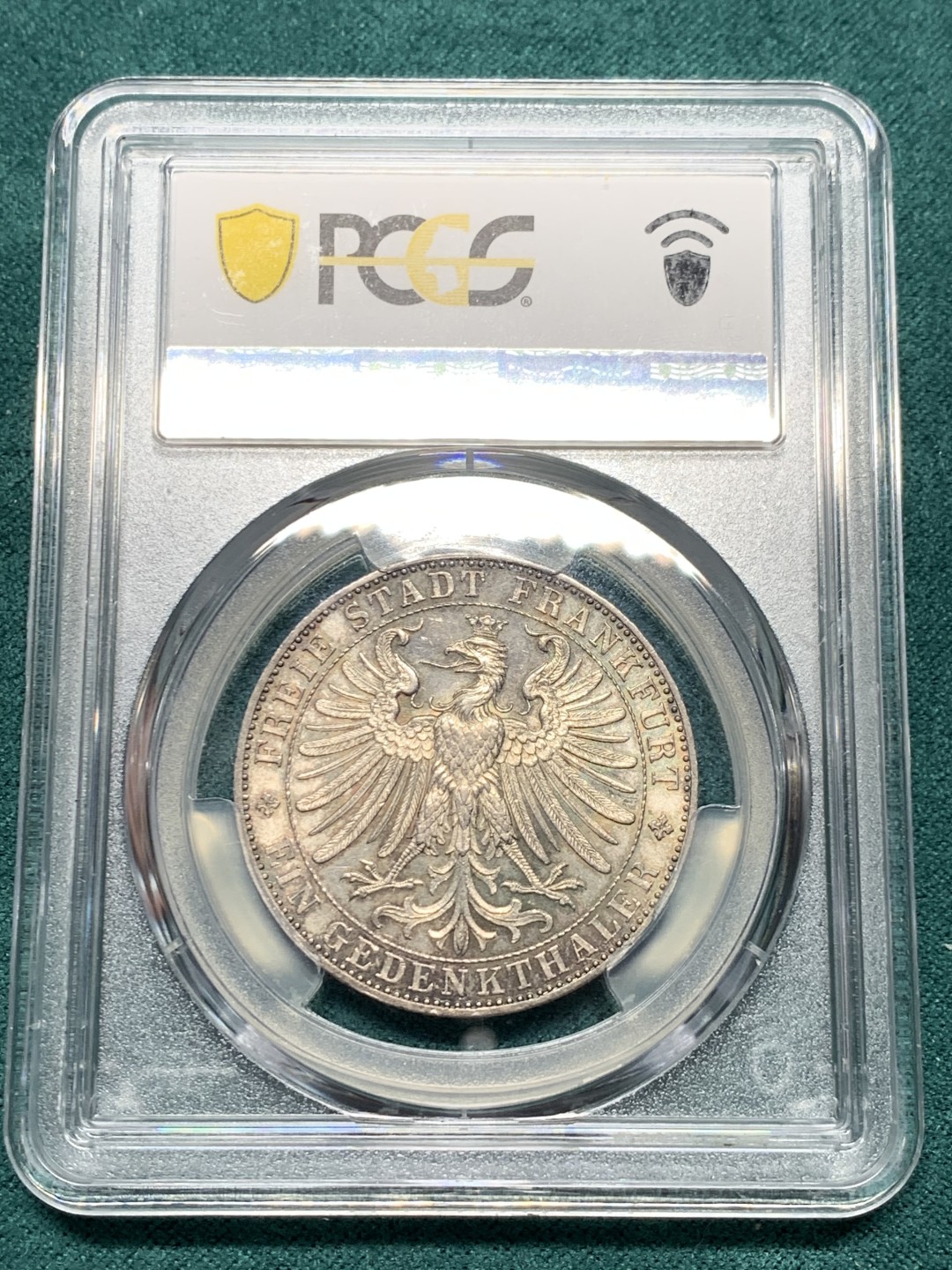 《竞宝斋》第147场-周日，周一 2场 (全场包邮) NGC-MS62  德国1863年法兰克福王子会议1泰勒 转光好包浆靓